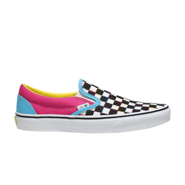 Pink and yellow checkered vans sales