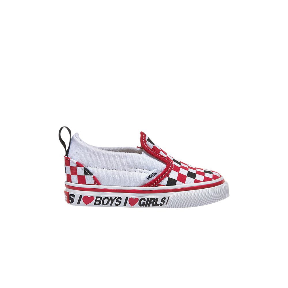 Pre-owned Vans Classic Slip-on V Toddler 'checkerboard - I Heart' | Red | Infant Size 10