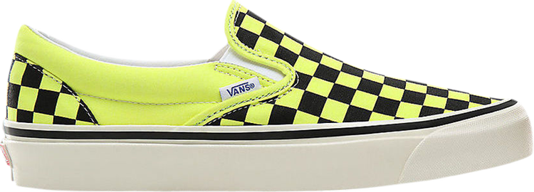Vans Black Yellow Checkerboard Classic Slip Ons