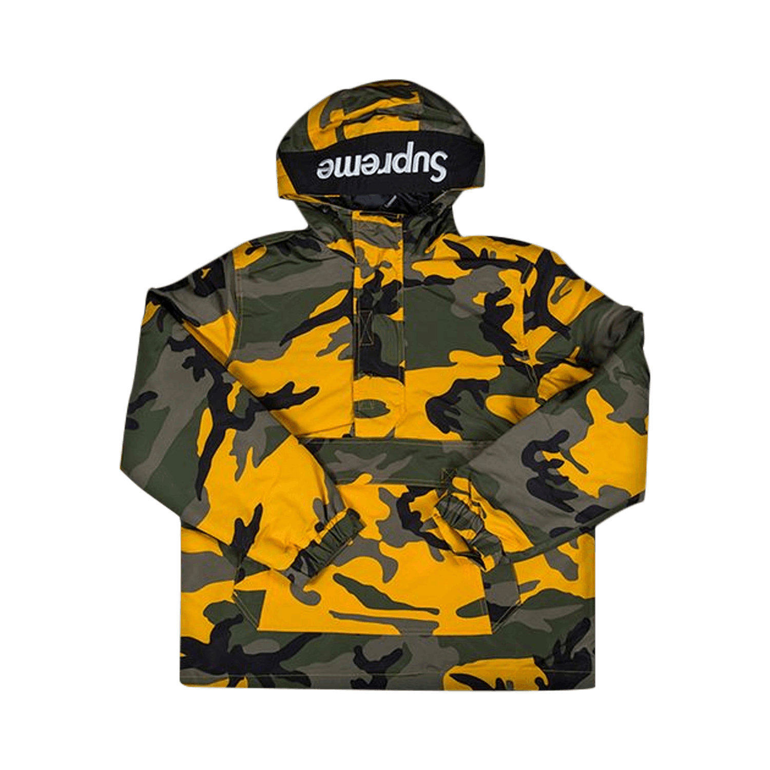 Supreme hooded logo half zip pullover yellow camo clearance
