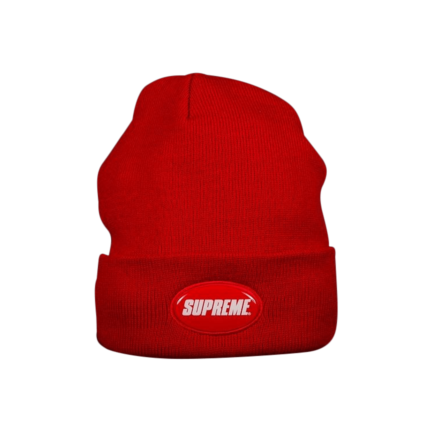 Supreme Rubber Patch Beanie 'Red' | GOAT