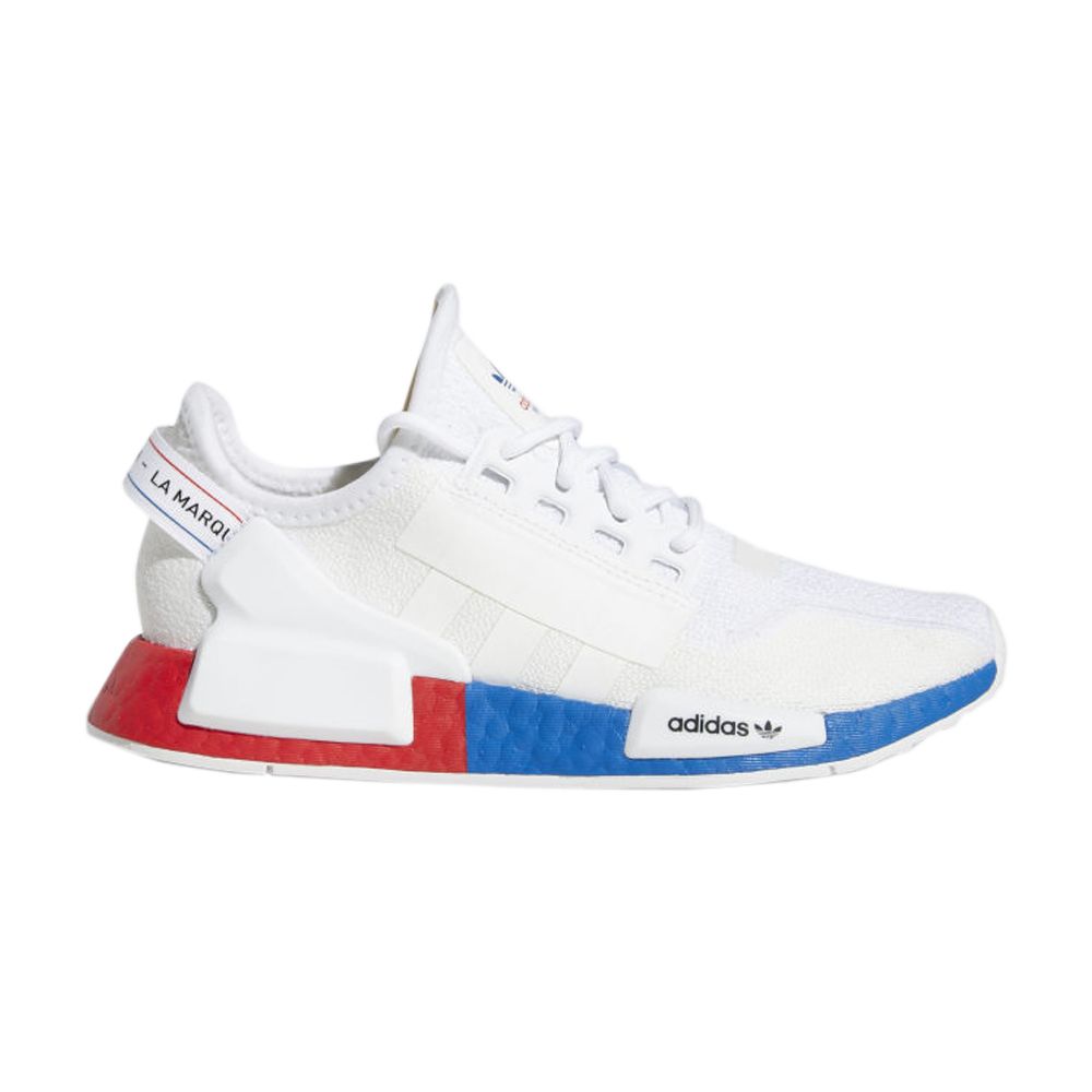 Pre-owned Adidas Originals Adidas Nmd_r1 V2 J 'white Lush Red Blue' | Kid's Size 6.5
