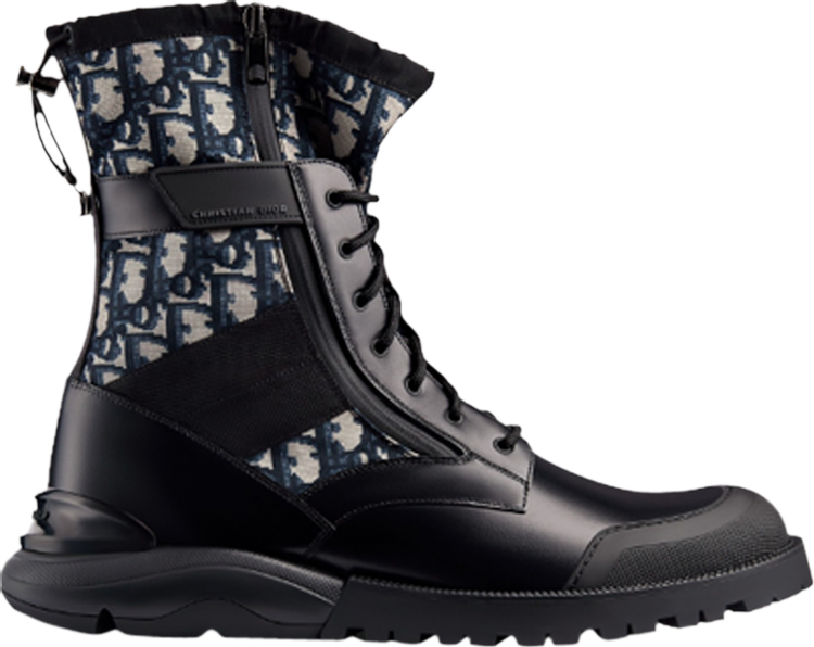 Dior Oblique Combat Boot 'Black Beige'