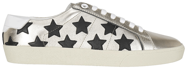 Saint Laurent Wmns Court Classic Metallic Silver Star