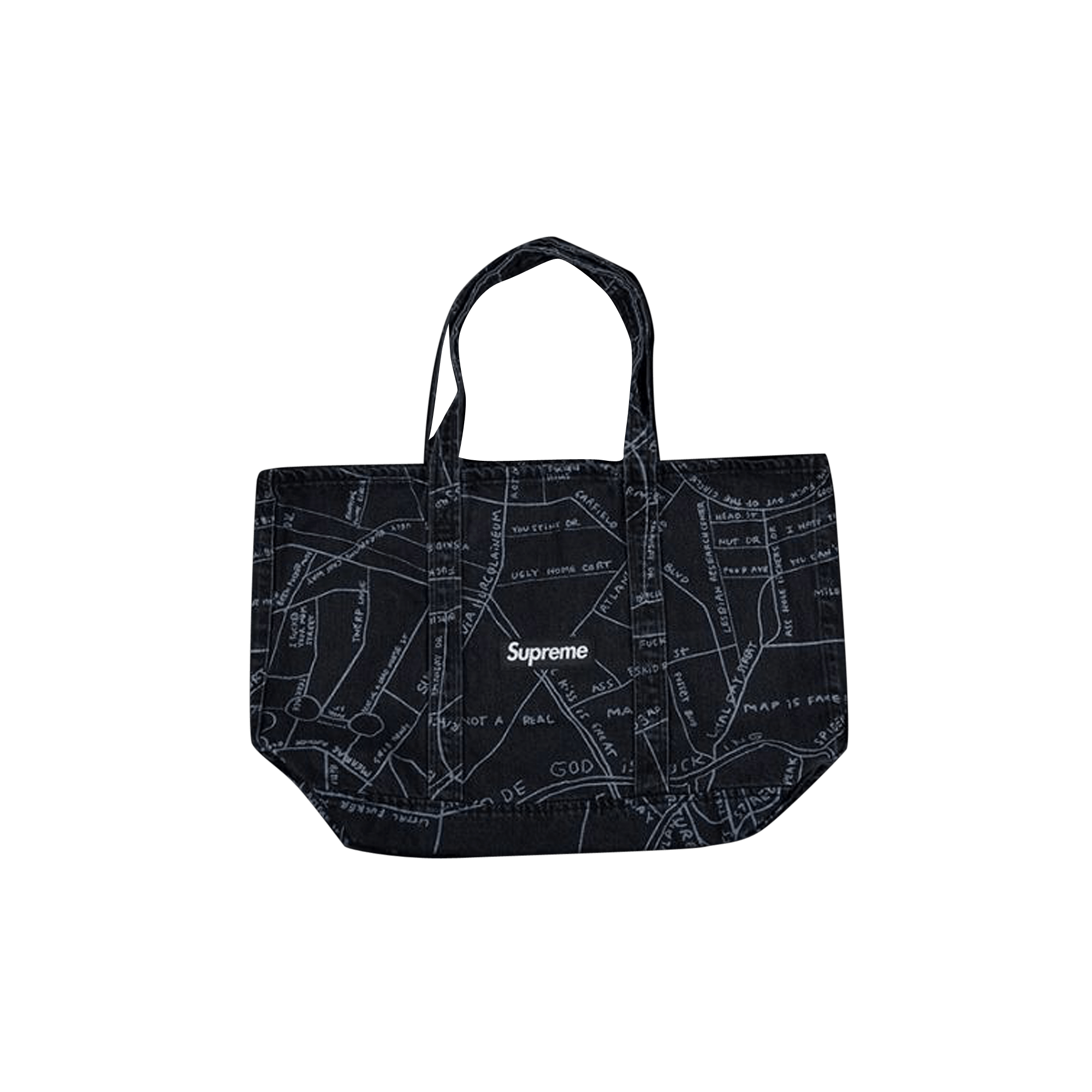 Supreme Gonz Map Denim Tote 'Black' | GOAT