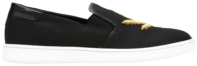 Palm Angels Slip On Hemp Leaf Embroidery   Black