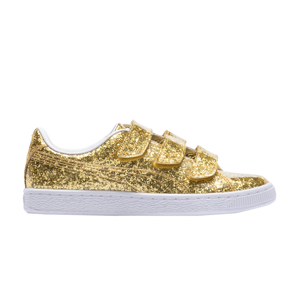 Pre-owned Puma Wmns Basket Strap Glitter 'gold'