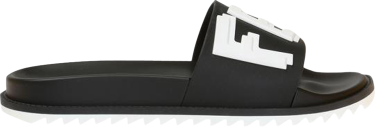Fendi Rubber Logo Slides 'Black White'