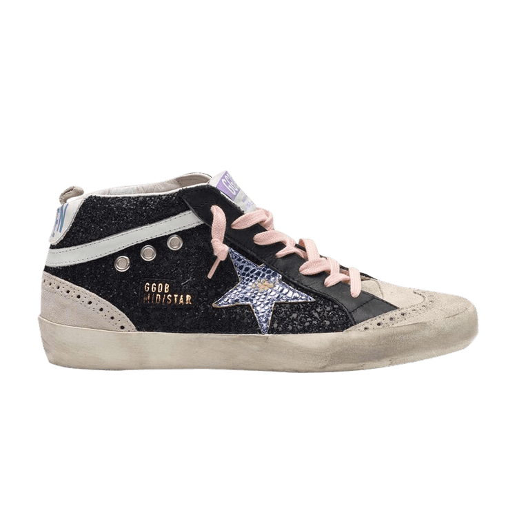Buy Golden Goose Wmns Mid Star Black Glitter Iridescent G36WS634 V6 GOAT