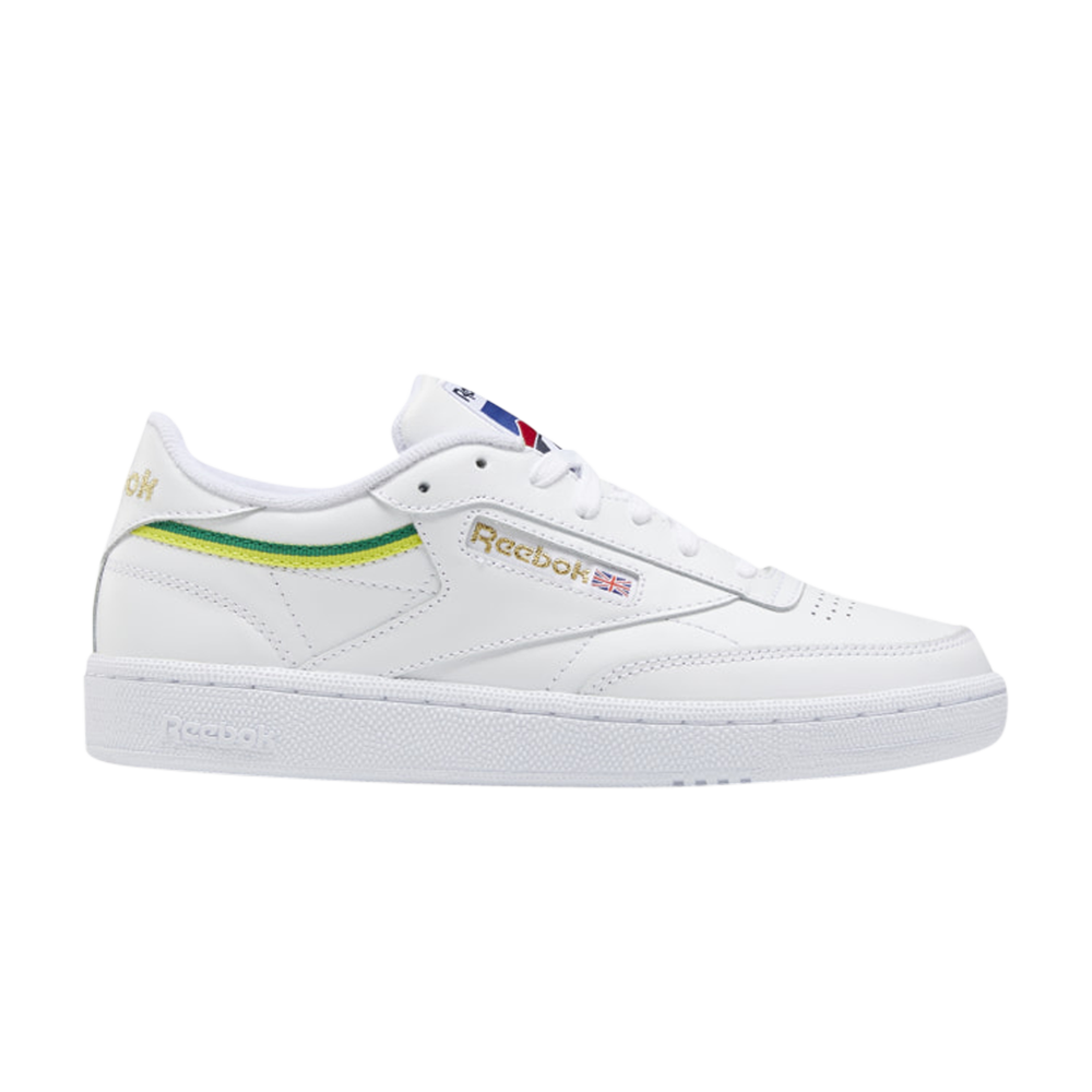 Pre-owned Reebok Wmns Club C 85 'collage Of Flags - White Yellow'