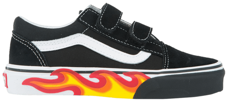 Vans Old Skool V Kids Flame Cut Out
