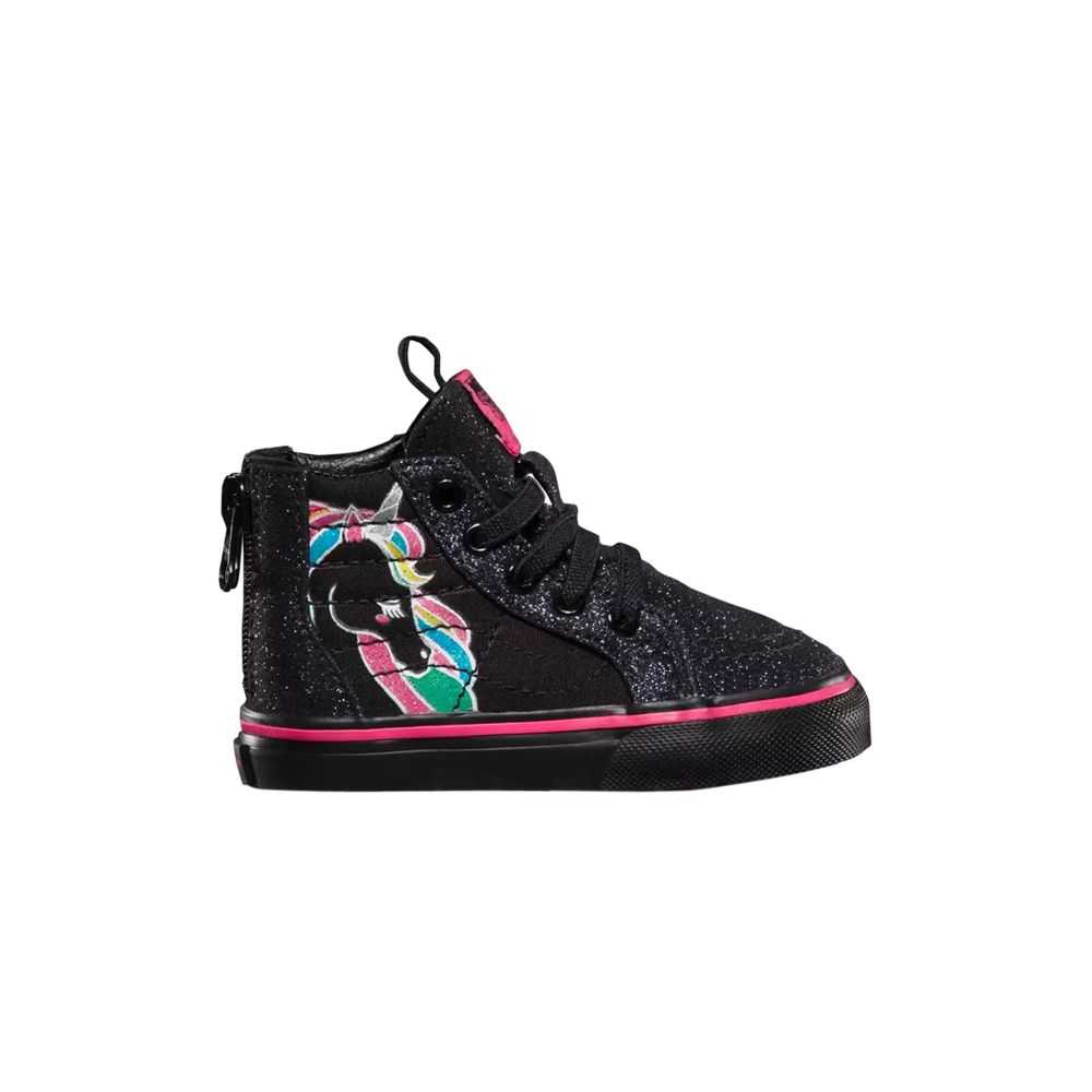 Pre-owned Vans Sk8-hi Zip Toddler 'unicorn - Black Glitter' | Infant Size 5.5