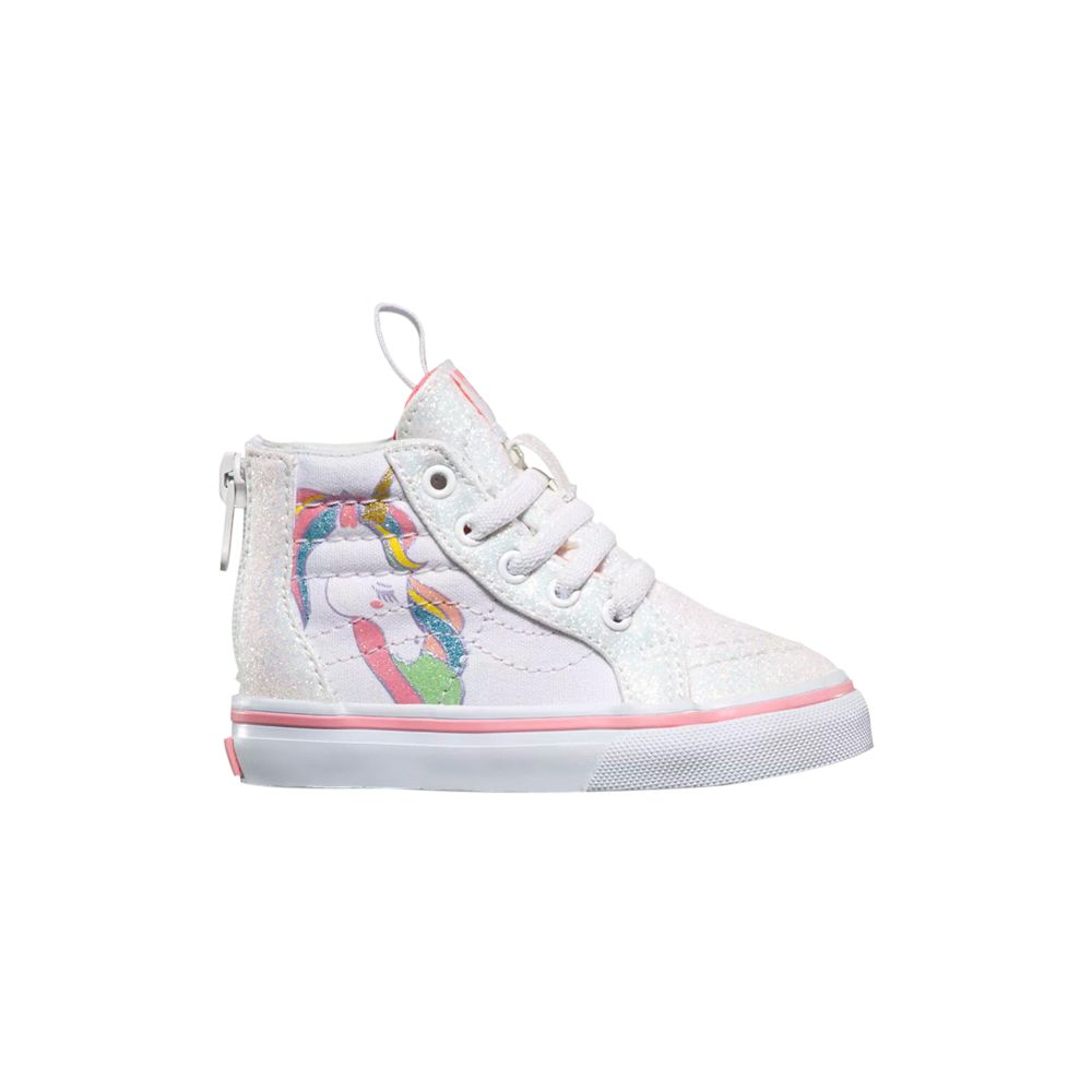Pre-owned Vans Sk8-hi Zip Toddler 'unicorn - White Glitter' | Infant Size 5.5