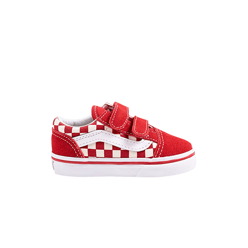 primary check old skool vans red