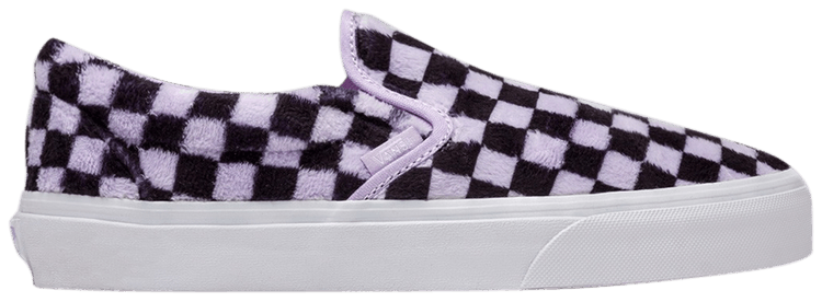 Vans Classic Slip On Furry Checkerboard   Pastel Lilac