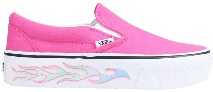 Vans Classic Slip On Sidewall Flame   Pink