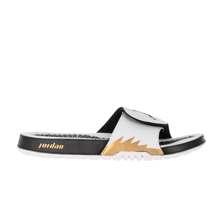 Black and gold jordan slides shop