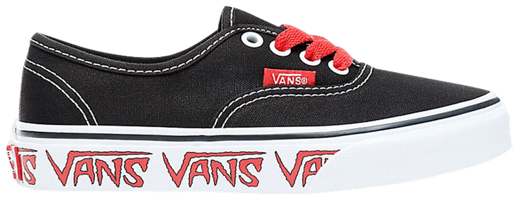 Vans Authentic Kids Sketch Sidewall   Black Red
