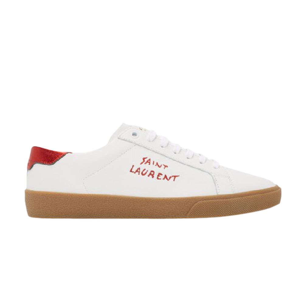 Pre-owned Saint Laurent Sl-06 Court Leather 'white Red' | Men's Size 40