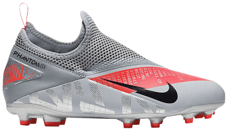 Nike Phantom Vision 2 Academy Dynamic Fit MG GS Metallic Grey Crimson
