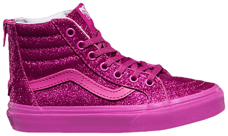 Vans Sk8 Hi Zip Kids Shimmer   Magenta