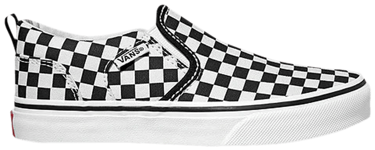 Vans Asher Kids Checkerboard   Black White