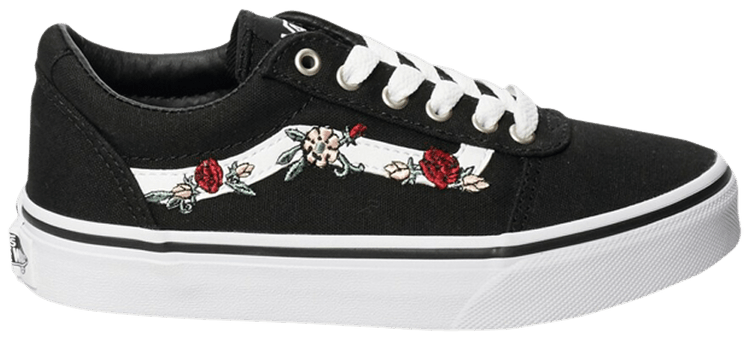 Vans Ward Kids Floral Embroidery   Black