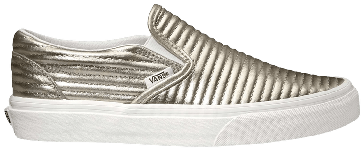 Vans Classic Slip On Moto Leather   Metallic Silver