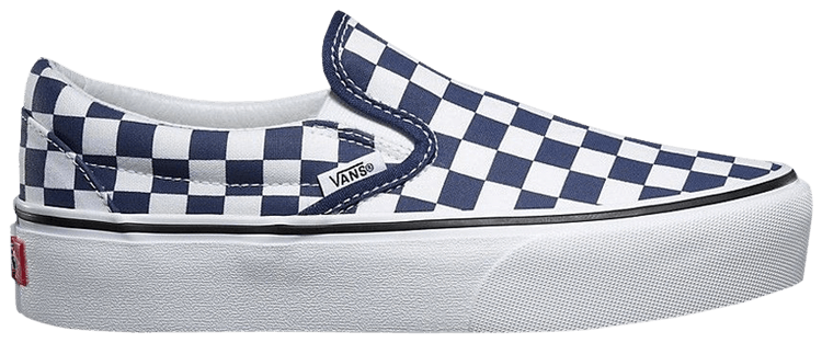 Vans Classic Slip On Platform Checkerboard   Medieval Blue