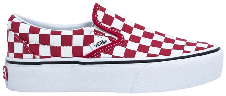 Vans Classic Slip On Platform Checkerboard   Racing Red