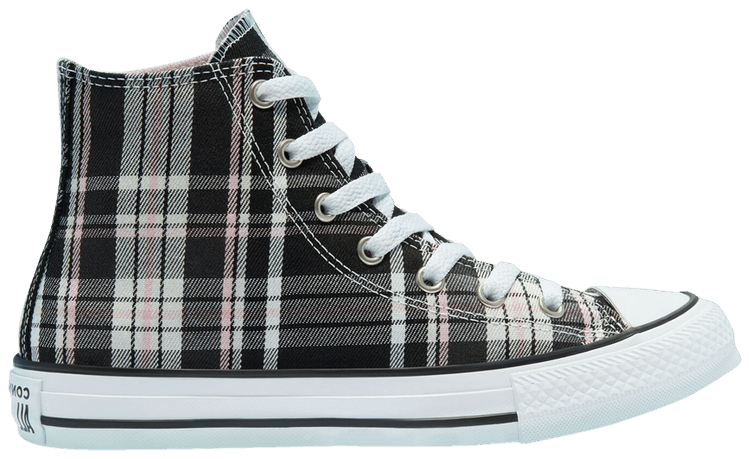 Converse Chuck Taylor All Star High GS Mix and Match   Black Pink Plaid