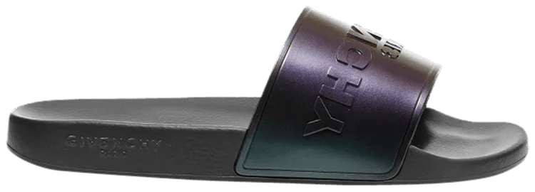 Givenchy Logo Slide Black Iridescent Blue