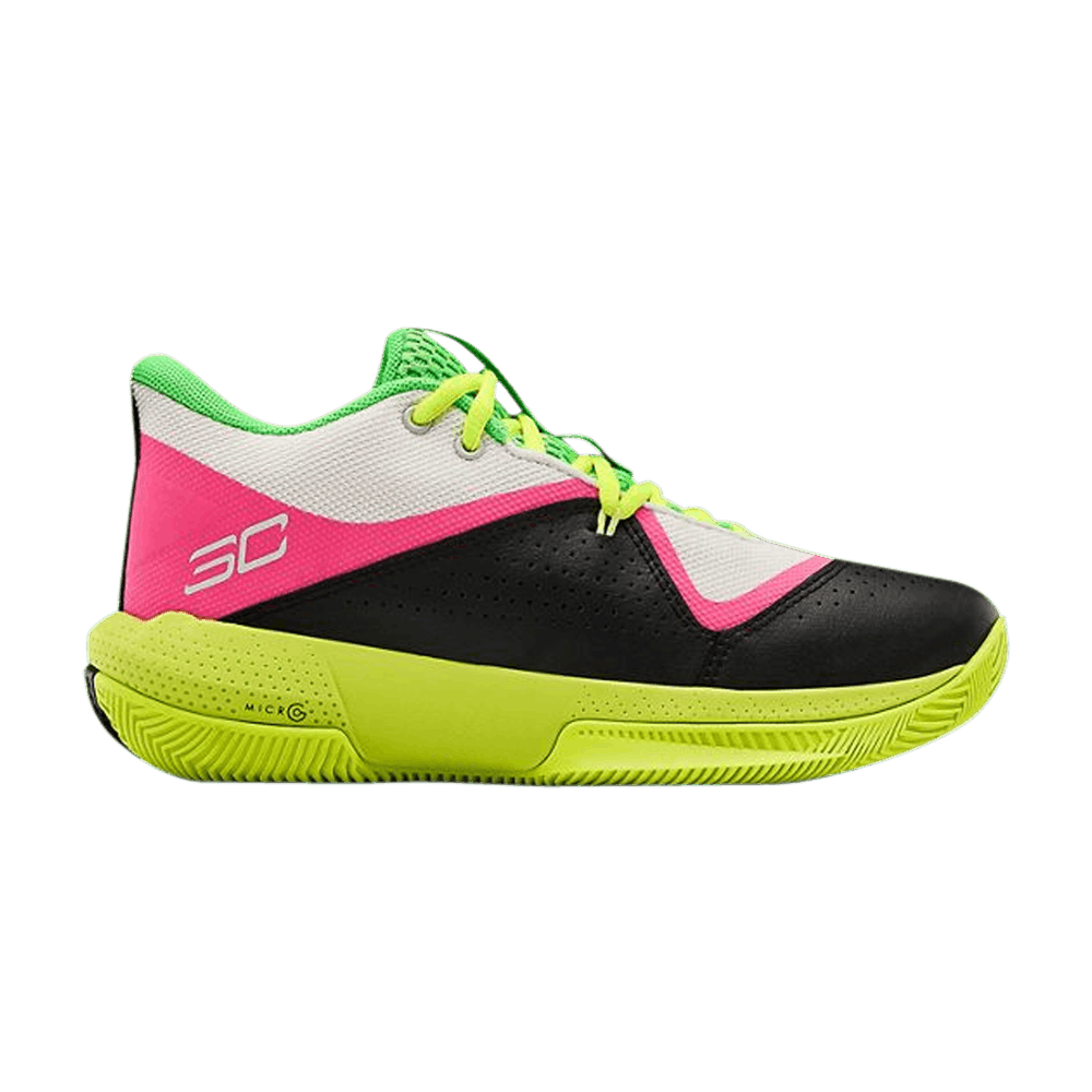 Under Armour SC 3zer0 4 GS 'White Vis Yellow' Sneakers | Kid's Size 3.5