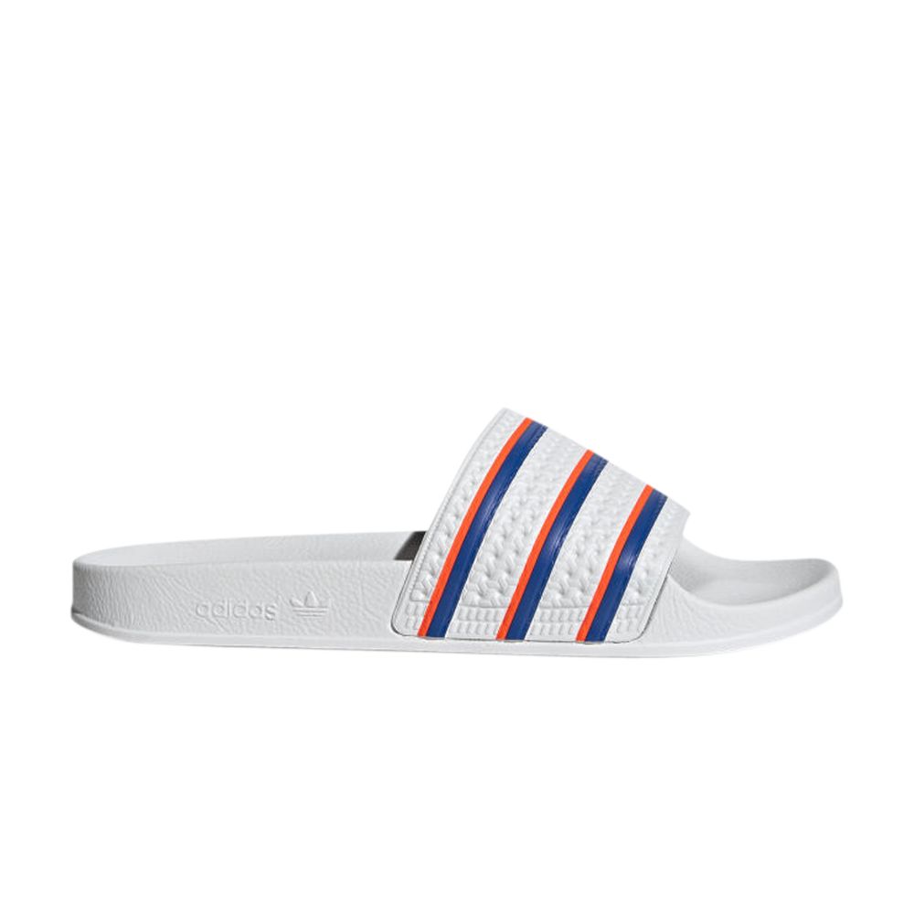 Pre-owned Adidas Originals Adilette Slides 'white Blue Solar Red'