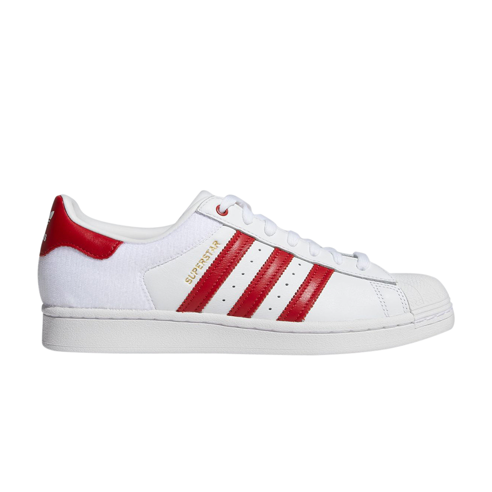 Pre-owned Adidas Originals Superstar 'velcro Patches - White Scarlet' In Red