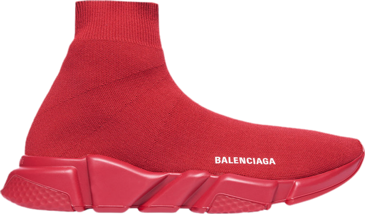 Balenciaga Red Knit Fabric Speed Trainer High Top Sneakers Size 38  Balenciaga