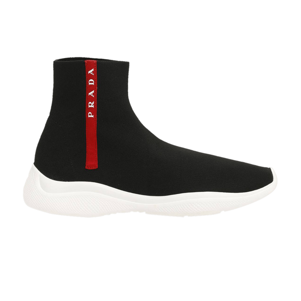 Prada Logo Sock Knit High 'Black White 