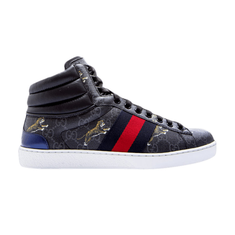 Size 8.0 Gucci Ace GG High Tiger Logo Black