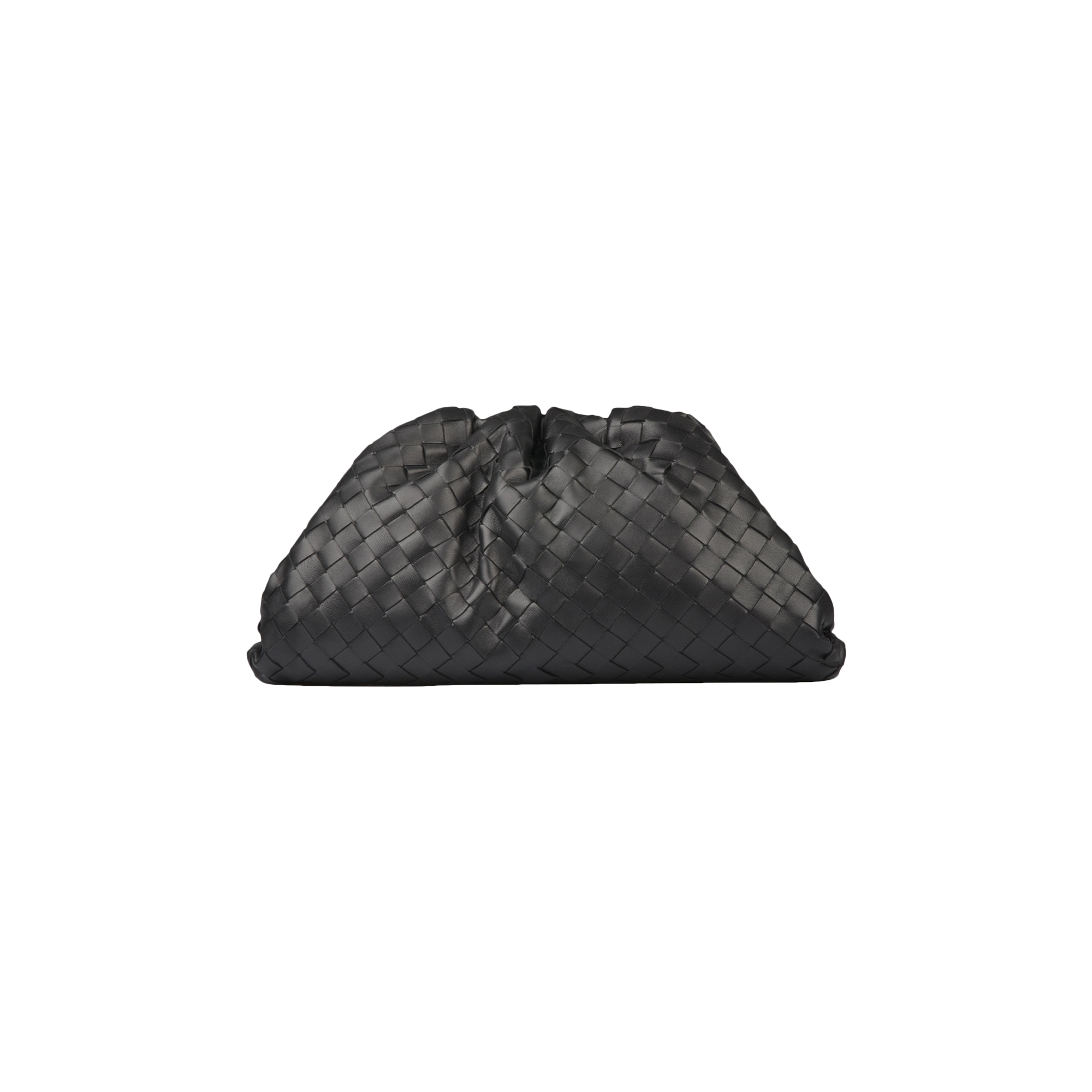 Pre-owned Bottega Veneta The Pouch Soft Oversize Clutch In Woven Leather 'black/silver'