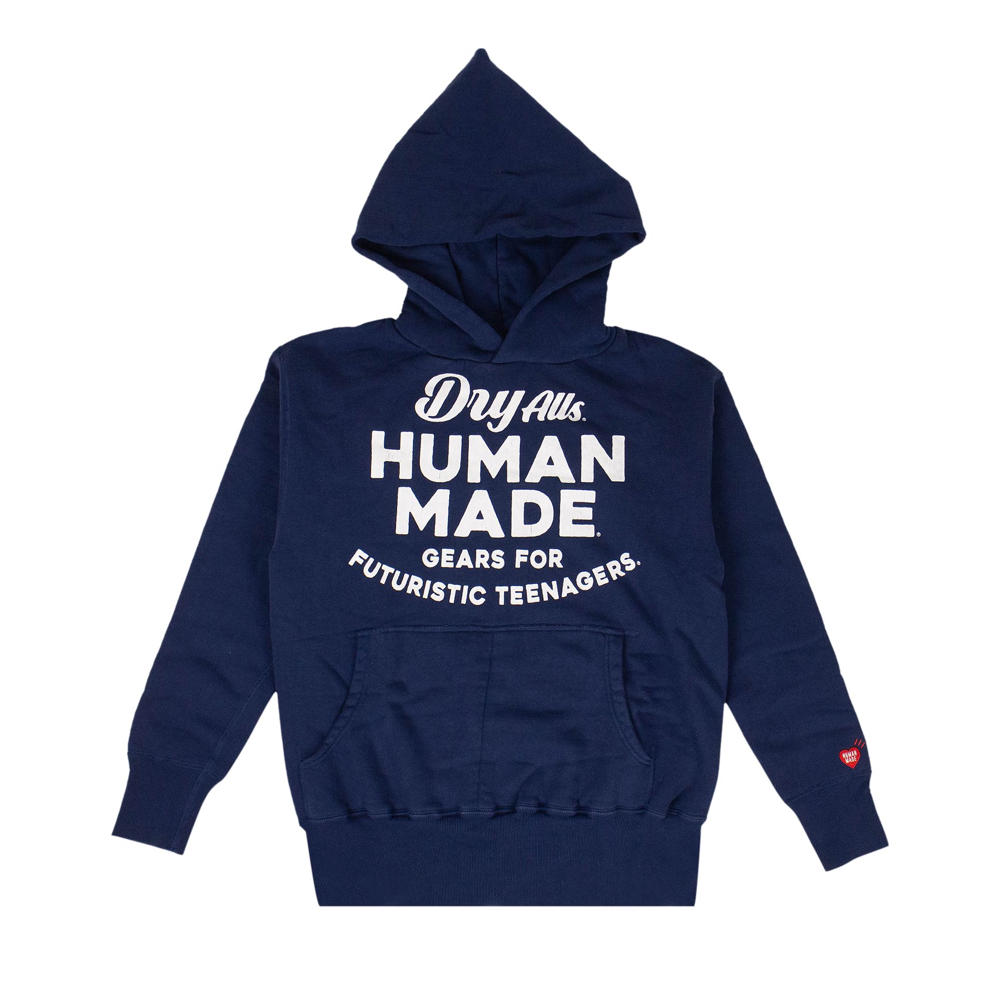 Pre-owned Human Made Logo Hooded Sweatshirt 'navy Blue' | Men's Size S