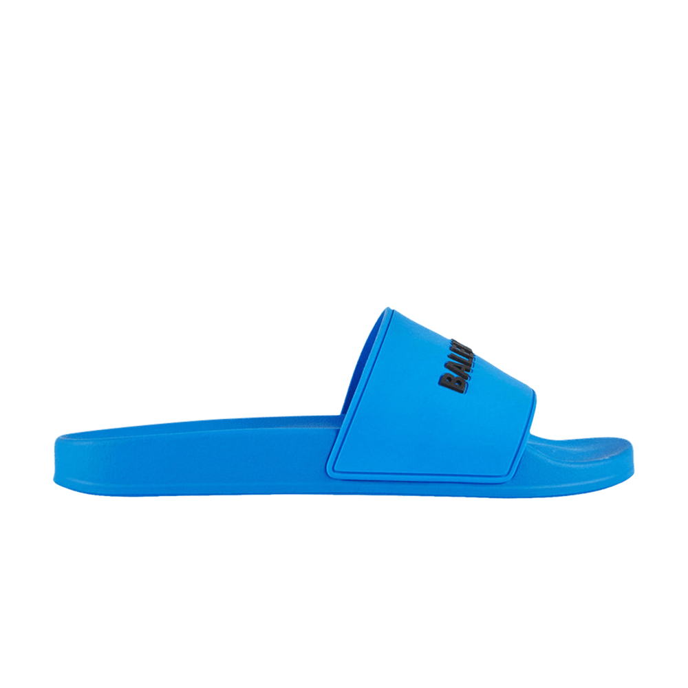 Balenciaga raised logo pool slides - Blue
