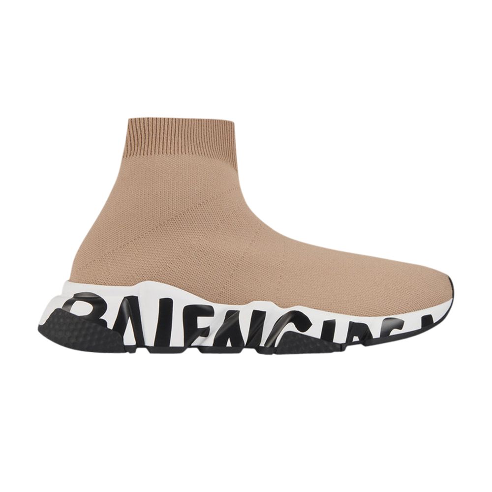 Pre-owned Balenciaga Wmns Speed Trainer 'midsole Graffiti - Beige' | Tan | Women's Size 38