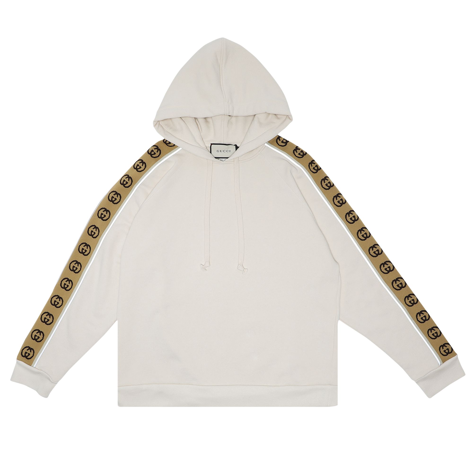 Pre-owned Gucci Tape Detail Popover Hoodie 'natural/multicolor' | Tan | Men's Size M In Brown