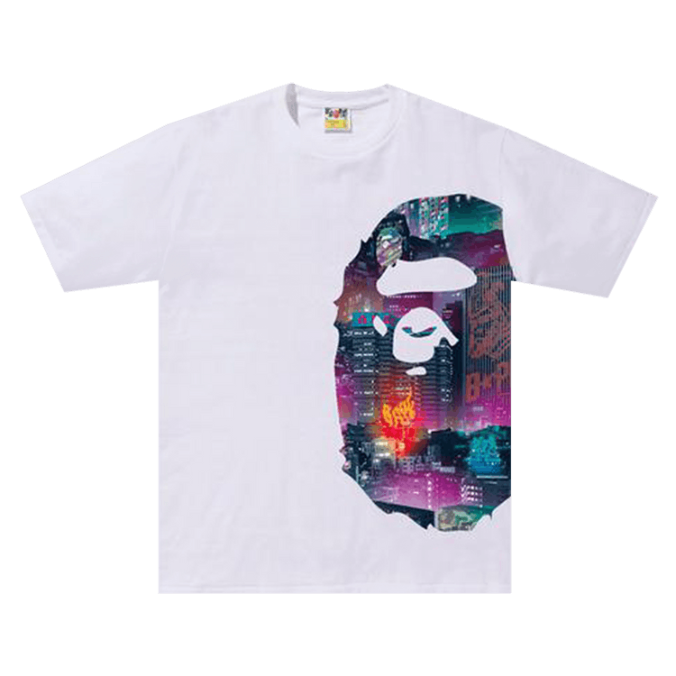 BAPE Neon Tokyo Side Big Ape Head Tee White