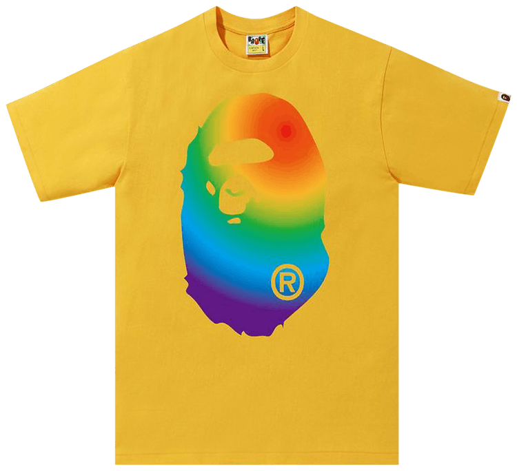 BAPE Rainbow Big Ape Head Tee Yellow