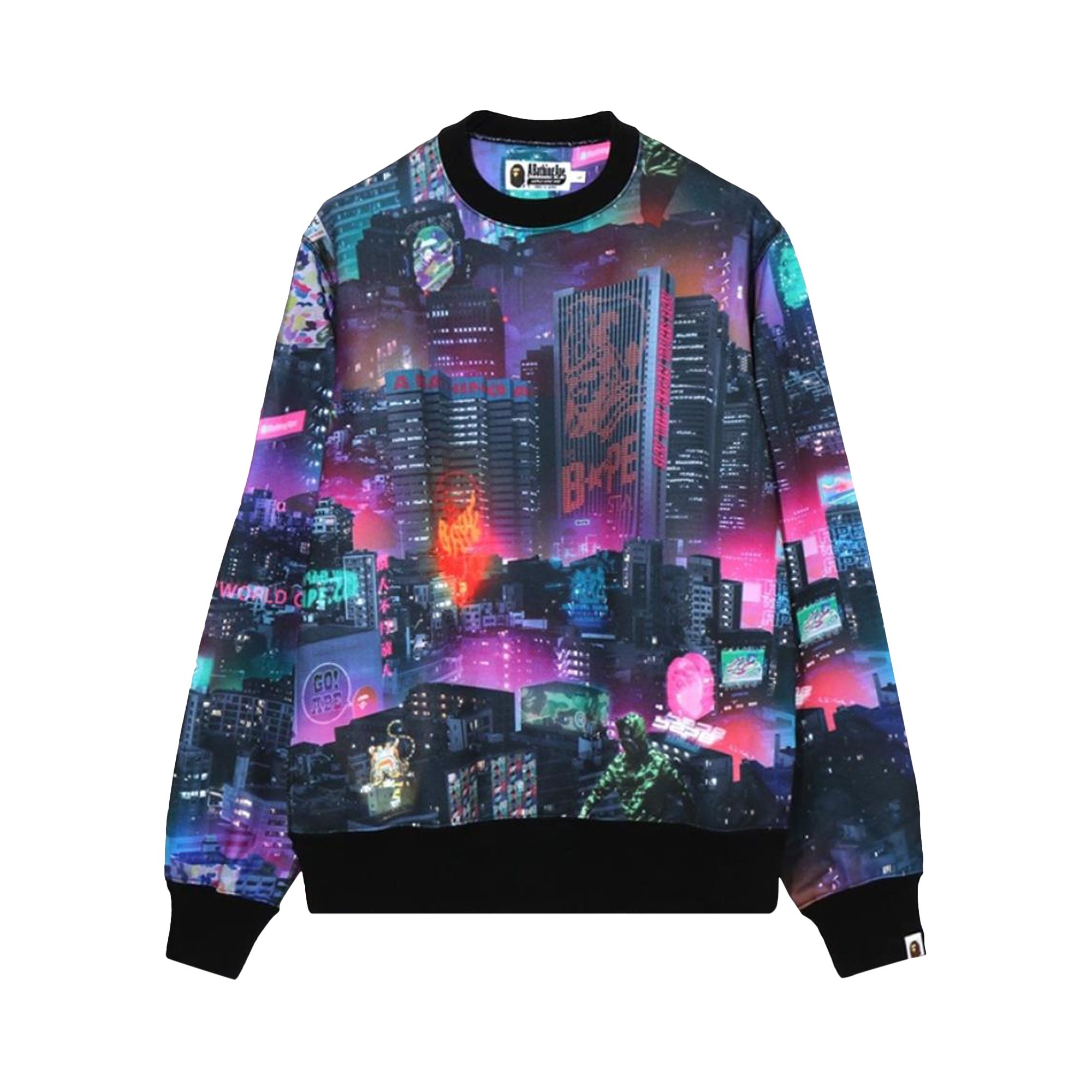 BAPE Neon Tokyo Crewneck 'Black' | Men's Size 2XL
