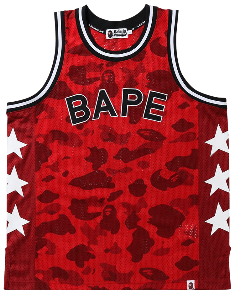 Buy BAPE Color Camo Bape Basketball Tank Top 'Red' - 1G30