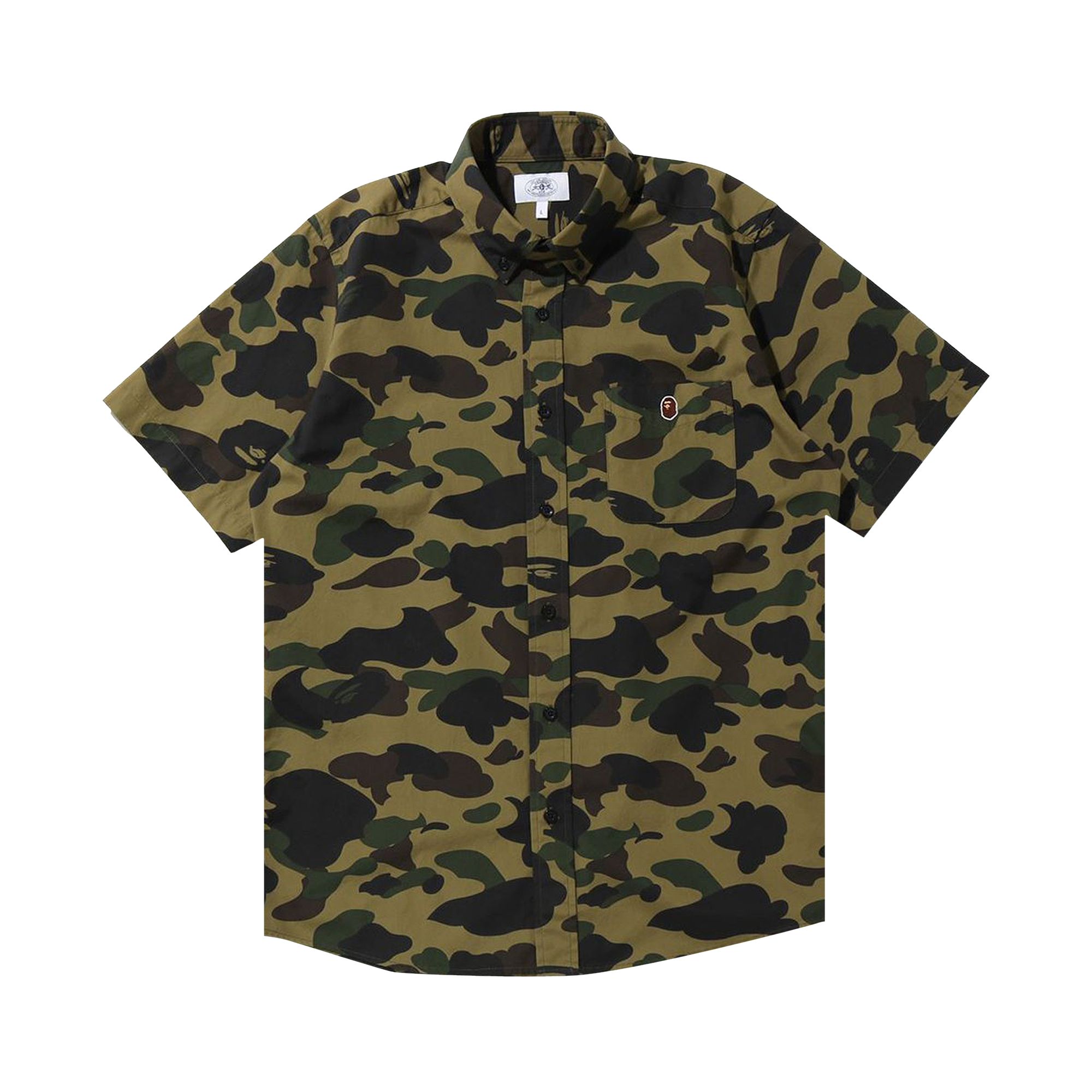 Pre-owned Bape 1st Camo Button Down Short-sleeve Shirt 'green' | Men's Size S
