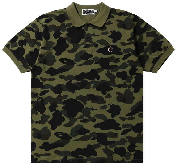 Buy BAPE 1st Camo Ape Head One Point Polo 'Green' - 1G30 112 001
