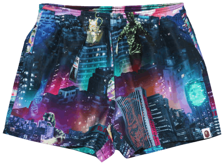 BAPE Neon Tokyo Track Shorts Black